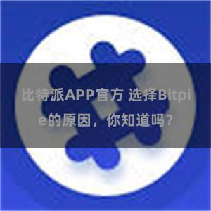 比特派APP官方 选择Bitpie的原因，你知道吗？