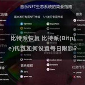 比特派恢复 比特派(Bitpie)钱包如何设置每日限额？